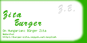 zita burger business card